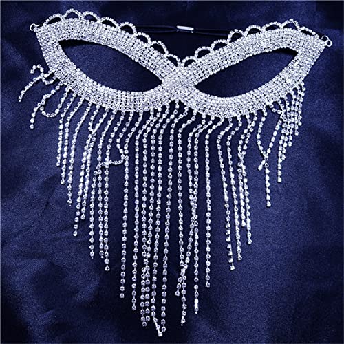 MXMZSRTH Ballmaske Quaste Strass Augenmaske Kreative Gesichtsdekoration Nachtclub Party Flash Diamant Maske Zubehör(B) von MXMZSRTH