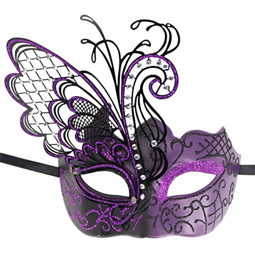 MXMZSRTH Ballmaske Schmetterling Maskerade Tanzmaske Halloween Karneval Ostern Performance Party Maske(Purple) von MXMZSRTH