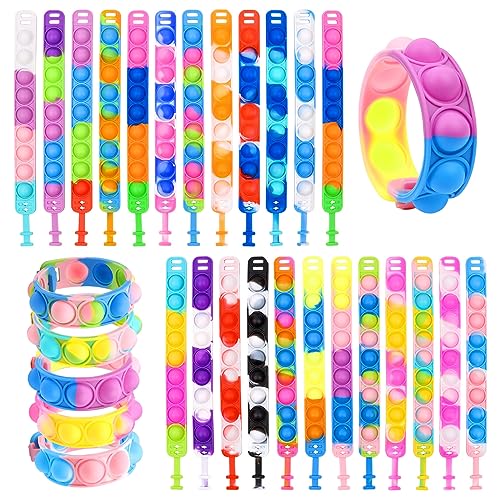 MXTIMWAN 24 Stück Pop It Armband Set, Pop Bubble Fidget Armband, Pop Bubble Fidget Armband Spielzeug Set zum Dekomprimieren Von Taktilem Anti Stress, Fidget Toys Set für Kinder Mädchen Jungs von MXTIMWAN