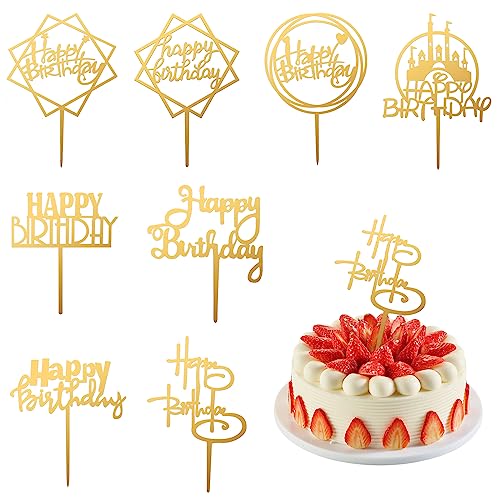 MXTIMWAN 8 Stück Happy Birthday Tortendeko, Cake Topper Geburtstag, Wiederverwendbarcake Acryl Tortendeko Geburtstag, Happy Birthday Cake Topper für Babyparty Jubiläen Party Dekoration von MXTIMWAN