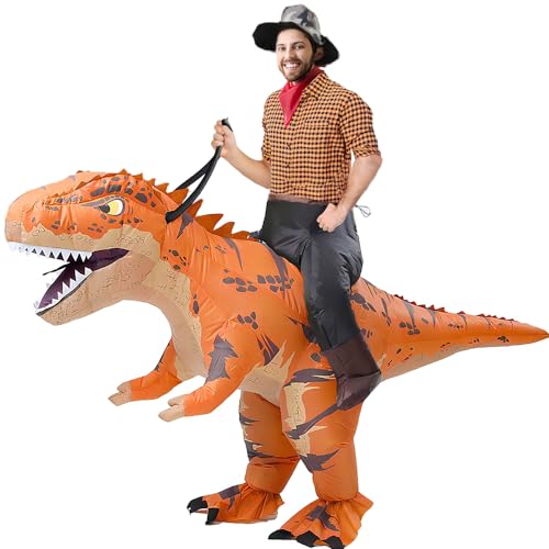 Aufblasbare Dinosaurier Kostüme für Erwachsene T-REX Ride on Halloween Kostüm Lustiges Dino Blow Up Kostüm (Braun) von MXoSUM