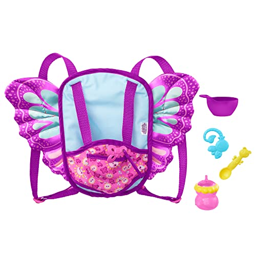 My Garden Baby HBH45 - Schmetterlings-Flügel Babytragesitz und Wechseltasche (27 cm) mit 5 Zubehörteilen, Spielzeug ab 3 Jahren von MY GARDEN BABY