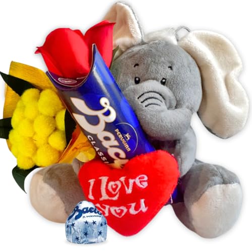 Baci Perugina Geschenkidee zum Valentinstag – Orsetto 16 cm + Baci Perugina 37,5 g + Legno Rosa – Konfektion per Uomo Donna (ORSACCHIOTTO GRIGIO) von MY TEST