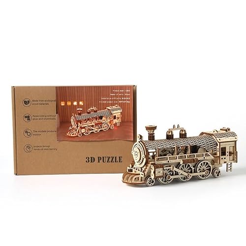 3D-Holzpuzzle, Dampfzug Bastelset, Spielzeug Ornamente, DIY-Lernspielzeug Modell für Kinder, Geschenkspielzeugornamente, Anwendbar for Teenager im Alter von 7 bis 14 Jahren, 361 Teile. von MYDZSWZX