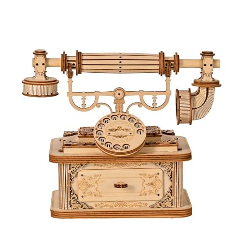 3D-Holzpuzzle, Retro Telefonmodell-Desktop-Ornamente, DIY Lernspielzeug für Kinder, anwendbares Modellgeschenk for Teenager im Alter von 7 bis 14 Jahren, 135 Teile. von MYDZSWZX