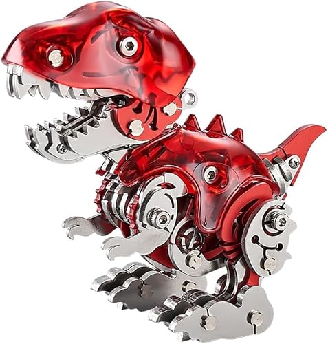 3D-Metall Puzzle für Erwachsene, Metall-Dinosaurier-Modellbausatz, mechanischer Dinosaurier for Selbermachen, Dinosauriermodell aus rostfreiem Stahl for Bauen, Bausatzversion, 126-teilig, Rot. von MYDZSWZX