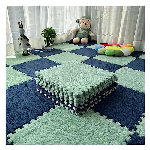 12-Teilige Puzzle-Spielmatte, Flauschige, Ineinander Greifende Teppichfliesen Aus Plüsch, Quadratisches Schaumstoff-Teppich-Set, Schaumstoff-Bodenfliesen für Spielzimmer Und Schlafzimmer, 30 x 30 cm von MYIESAXL