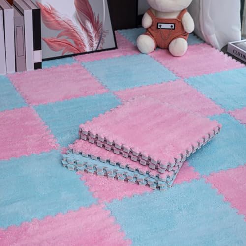 150 Stück Weiche Puzzle-Schaumstoff-Bodenmatten, Ineinandergreifende Teppichfliesen, Plüsch-Spielmatte, Schlafzimmer, 0,6 cm Und 1 cm Dick, 30 x 30 cm von MYIESAXL