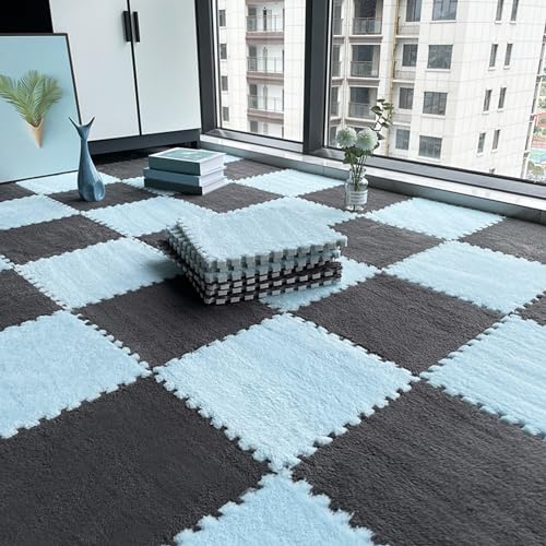 30 Und 60 cm Plüsch-Puzzle-Schaumstoff-Bodenmatte, Ineinander Greifende Spielmatte, Weiche, Flauschige Teppichfliesen für Das Wohnzimmer, 4 Stück von MYIESAXL