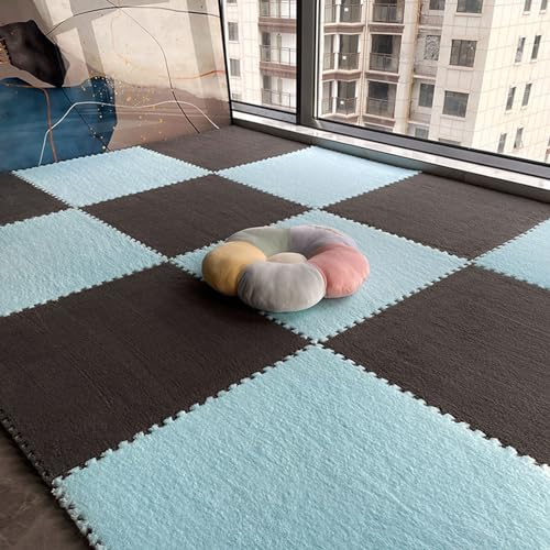 80-Teiliges Puzzle-Bodenset Aus Plüschschaum, Puzzle-Bodenset, Spielmatte für Wohnzimmer, Bodenteppiche, Ineinander Greifende Teppichfliesen von MYIESAXL