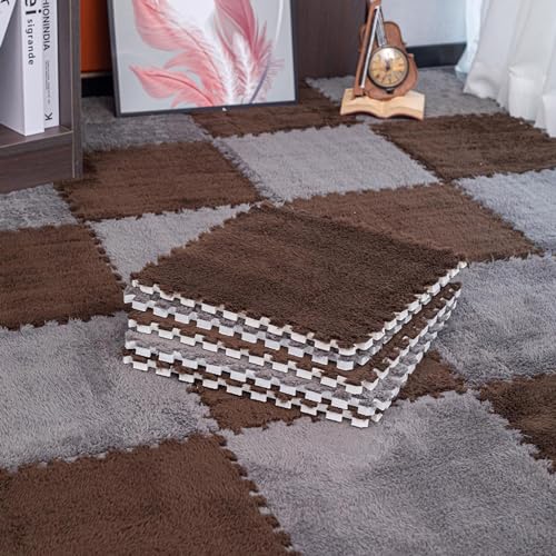 Weiche Ineinander Greifende Teppichfliesen, 30 cm Plüsch-Puzzle-Schaumstoff-Bodenmatte, Spielmatte, Teppiche, 120 Stück von MYIESAXL