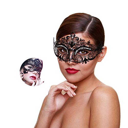 Maskerade Maske für Frauen Glänzend Strass Venezianische Party Abschlussball Ball Metallmaske, -Katze, Medium von MYMENU