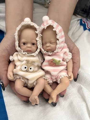 MYREBABY 12,7 cm Micro Preemie Ganzkörper Silikon Baby Zwillinge Puppe Anaya und Asher Lebensechte Mini Reborn Puppe Surprice Kinder Anti-Stress von MYREBABY