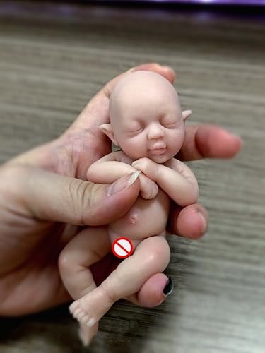 MYREBABY 12,7 cm große Mini-Silikonpuppe, Elfenmädchen, realistische Reborn-Elfenpuppe, lebensechte Mini-Reborn-Puppe, Surprice Kinder, Anti-Stressabbau, mit Fütterungszubehör von MYREBABY