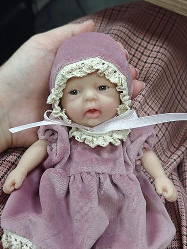 MYREBABY 17,8 cm große Mini-Baby-Puppe, Silikon-Baby-Puppe, Rita, winzige Silikon-Baby-Puppen, realistische Babypuppen für Neugeborene, Ganzkörper-Stressabbau von MYREBABY