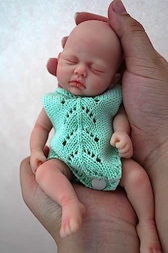 MYREBABY 7 Zoll Mini Silikon Baby, Reborn Babypuppen Silikon Ganzkörper Realistische Neugeborene Babypuppe Real Life Miniatur Babypuppe (Mädchen) von MYREBABY