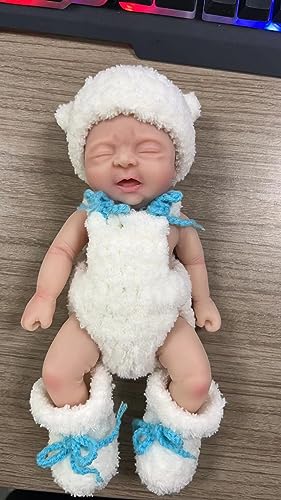 MYREBABY Babypuppe aus Silikon, für Neugeborene, lebensechte Augen, offen, niedlich, lebensecht, lebensecht, mit Kleidungszubehör, Geschenkbox von MYREBABY