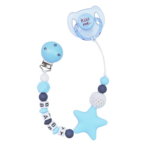 MYREBABY Blue Style Slicone Schnuller-Clips mit süßem blauen magnetischen Schnuller für lebensechte Reborn-Puppen-1 von MYREBABY