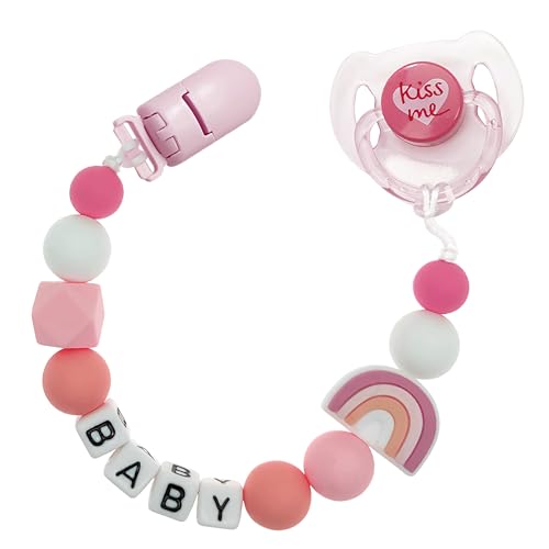MYREBABY Pinker Stil Slicone Schnuller Clips Halter Flexibler Binky Clip mit magnetischem Schnuller für lebensechte Reborn Puppen von MYREBABY