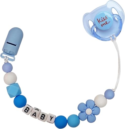 MYREBABY Reborn Baby-Puppen-Schnuller-Clips, Zubehör, Schnuller-Clip-Kette mit magnetischem Schnuller für Reborn Babypuppen, Fütterungsspielzeug, Zubehör für Kinder, Geschenk (blau) von MYREBABY