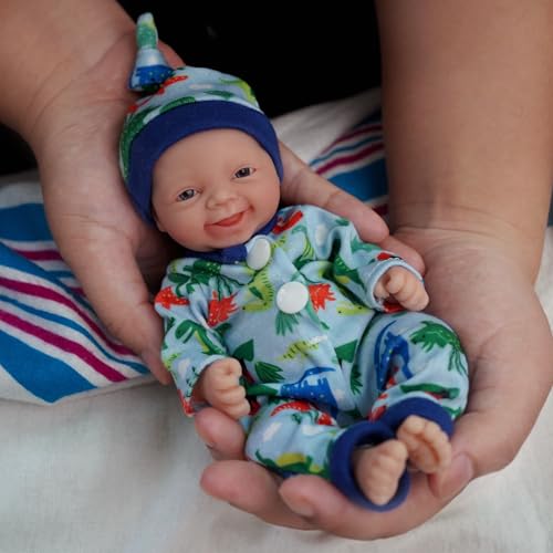 MYREBABY Reborn-Babypuppe, 17,8 cm, Silikon-Puppe, Junge Dave Mini, realistische Babypuppe, für Neugeborene, Ganzkörper-Stressabbau von MYREBABY