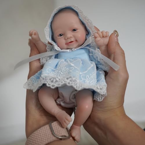 MYREBABY Reborn Babypuppe 7 Zoll Silikon Puppe Mädchen Bella Mini Realistische Neugeborene Babypuppen von MYREBABY