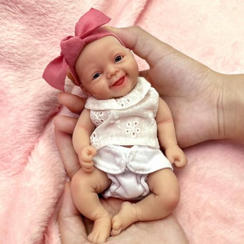 MYREBABY - Vollkörper-Micro-Preemie Puppe aus Silikon für Baby Entzückende Emily Realistische Mini Reborn Surprice Puppe für Kinder Stressabbau (Mädchen) von MYREBABY