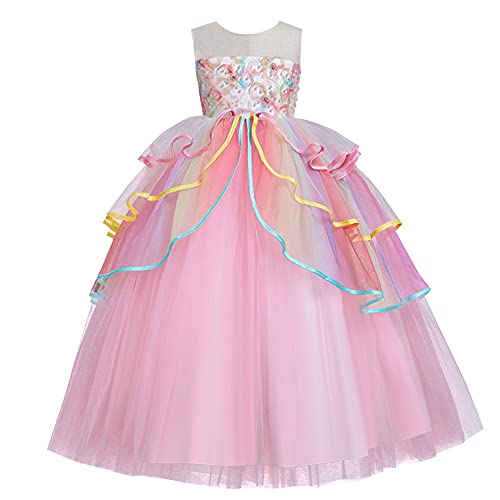 MYRISAM Einhorn Kostüm Prinzessin Geburtstag Festzug Party Halloween Cosplay Weihnachten Lange Tüll Verkleidung Ballkleid Rosa 10-11T von MYRISAM