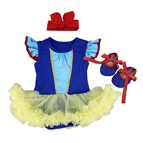 MYRISAM Kostüm Karneval für Baby Mädchen Kostüm Prinzessin Weiß Schnee Meerjungfrau Minnie Kleid Tutu gepunktet Geburtstag Halloween Weihnachten Party mit Haarband Schuhe Gr. 0-3 Monate von MYRISAM