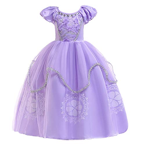 MYRISAM Sofia Kleid Karneval Verkleidungen Mädchen Prinzessin Rapunzel Kostüm Kinder Märchen Halloween Cosplay Weihnachten Abendkleid Zeremonie Geburtstag Fotografie 8-9 Jahre von MYRISAM