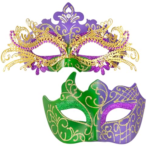 MYSEUNI Karnevalsmaske für Damen und Herren, venezianische Karnevalsmaske, glänzende Strass-Maske, Party-Masken-Set, Mardi Gras von MYSEUNI