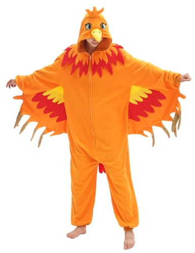 MZMZZU Firehawk Einteiler für Erwachsene, roter Feueradler, Tiervogel, Pyjama, Halloween, Cosplay, Kostüm, Nachtwäsche, Hauskleidung, Firehawk Einteiler, S von MZMZZU