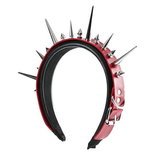 MZRAN 1.Punk Rock Nieten Nieten PU Haarband Verstellbares Anti-Rutsch-Stirnband für Unisex-Konzerte Nachtleben Halloween Kostüm Zubehör Punk Haarschmuck MZRAN 1.Punk Rock Nieten Nieten PU Haarband Verstellbares Anti-Rutsch-Stirnband für Unisex-Konzerte Nachtleben Halloween Kostüm Zubehör Punk Haarschmuck von MZRAN