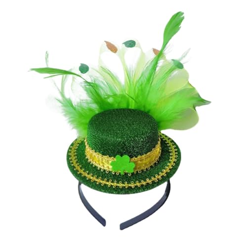 MZRAN Grüner Fascinator-Hut, irischer SaintPatrick Day, Stirnband, grüner Zylinderhut, Stirnband, irisches grünes Stirnband, grüner Koboldhut von MZRAN