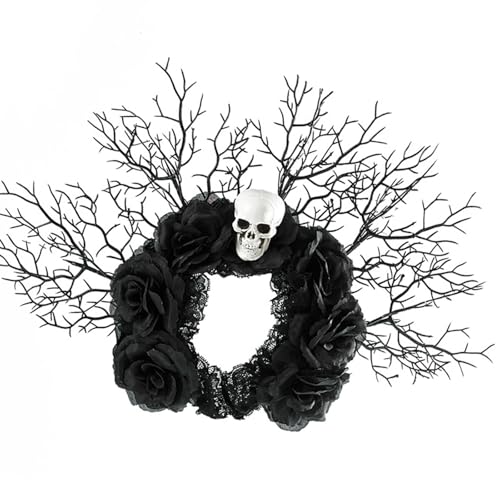 MZRAN Totenkopf-Rosen-Kopfschmuck aus Kunstharz für Halloween-Kostüme, dunkle Themenpartys, Spitzenstile, Haarschmuck, Gothic, schwarze Blumen-Haarbänder MZRAN Totenkopf-Rosen-Kopfschmuck aus Kunstharz für Halloween-Kostüme, dunkle Themenpartys, Spitzenstile, Haarschmuck, Gothic, schwarze Blumen-Haarbänder von MZRAN