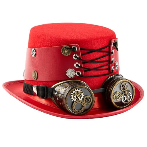 Punk-Magierhut mit abnehmbarer Brille, Themenparty, Cosplay, Zubehör, Kopfbedeckung für Maskeraden, Bühnenshow, Fotografie, Steampunk-Hut mit Brille für Damen und Herren Punk-Magierhut mit abnehmbarer Brille, Themenparty, Cosplay, Zubehör, Kopfbedeckung für Maskeraden, Bühnenshow, Fotografie, Steampunk-Hut mit Brille für Damen und Herren von MZRAN