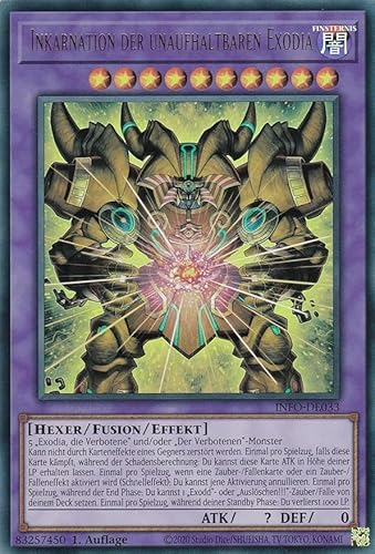 INFO-DE033 - Inkarnation der Unaufhaltbaren Exodia - Ultra Rare - Deutsch - 1. Auflage - The Infinite Forbidden - mit MZTCG Versandschutz - Yugioh von MZTCG