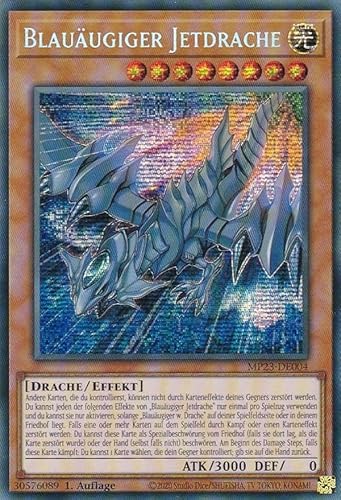 MP23-DE004 - Blauäugiger Jetdrache - Secret Rare - Deutsch - 1. Auflage - 25th Anniversary Tin: Dueling Heroes Mega Pack Einzelkarten - mit MZTCG Versandschutz von MZTCG