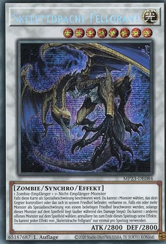 MP23-DE084 - Skelettdrache Fellgrant - Secret Rare - Deutsch - 1. Auflage - 25th Anniversary Tin: Dueling Heroes Mega Pack Einzelkarten - mit MZTCG Versandschutz - Yugioh von MZTCG