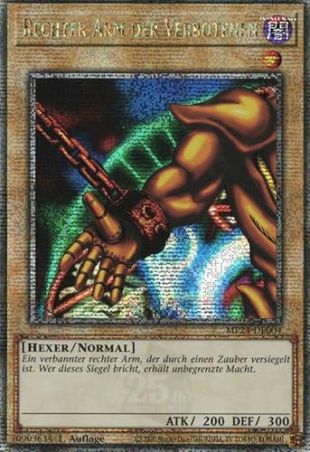 MP24-DE004 - Rechter Arm Der Verbotenen - Quarter Century Secret Rare - Deutsch - 1. Auflage - 25th Anniversary Tin: Dueling Mirrores - mit MZTCG Versandschutz -Yugioh von MZTCG