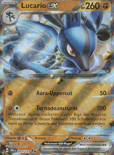 MZTCG - Lucario EX - PRE 051 - Prismatische Entwicklungen - Sammelkarte - Deutsch - Holografisch - mit MZTCG Versandschutz MZTCG - Lucario EX - PRE 051 - Prismatische Entwicklungen - Sammelkarte - Deutsch - Holografisch - mit MZTCG Versandschutz von MZTCG