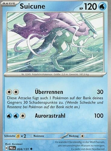 MZTCG - Suicune PRE 024 - Prismatische Entwicklungen - Sammelkarte - Deutsch - mit MZTCG Versandschutz MZTCG - Suicune PRE 024 - Prismatische Entwicklungen - Sammelkarte - Deutsch - mit MZTCG Versandschutz von MZTCG