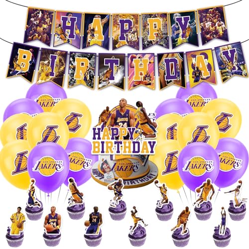 Basketball Deko Geburtstag 32PCS Basketball Party Dekoration&Geschirr Set-Basketball Party Thema Banner Luftballons&Servietten Geburtstag Basketball Teller etc Basketball Party Decoration von MaSif