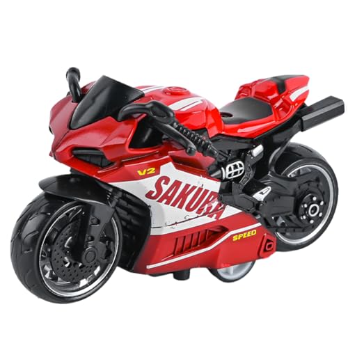 MaSif Spielzeug Motorrad Legierung Motorrad Simulation Pull-Back Motorrad Kinder Motorrad Spielzeug Geeignet Für Kinder Über 3 Jahre Alt Lernspielzeug Geburtstagsgeschenk Ornament Dekoration (Rot) von MaSif