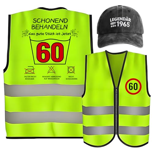 Maazusa Geburtstag Geschenke für Herren Erwachsene 2 Stück Weste Baseballkappe 40/60/70 Lustige Geschenk Geburtstag für Herren, Kostüm für Halloween Mottoparty (1965-60 Jahre) Maazusa Geburtstag Geschenke für Herren Erwachsene 2 Stück Weste Baseballkappe 40/60/70 Lustige Geschenk Geburtstag für Herren, Kostüm für Halloween Mottoparty (1965-60 Jahre) von Maazusa