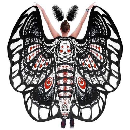 Maazusa Halloween Mottenkostüm 2 Stück Schmetterlings Motten Zubehör Set Umhang Schwarze Feder Abnehmbares Stirnband Verkleidung für Halloween Cosplay Party Maazusa Halloween Mottenkostüm 2 Stück Schmetterlings Motten Zubehör Set Umhang Schwarze Feder Abnehmbares Stirnband Verkleidung für Halloween Cosplay Party von Maazusa