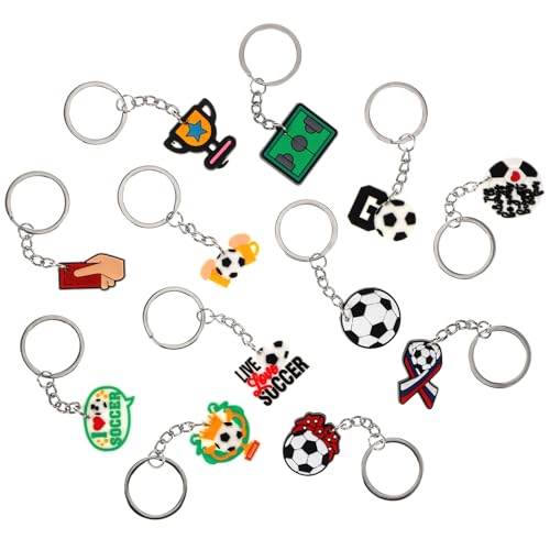 Mabor Schlüsselanhänger Fußball,24 Stück Fußball Schlüsselanhänger Fußballfans Fußball Geschenke Fußball Geschenke für Jungs O-Ring PVC Fußball Anhänger für Kinder Jungen Erwachsene Partybevorzugungs von Mabor