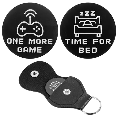 Mabor Decision Coin One More Game/Time for Bed Pocket Hug Coin with PU Leather Case Novelty Double Sided Coin Stainless Steel Decision Maker Coin for Gamers Teens Boys Girls von Mabor