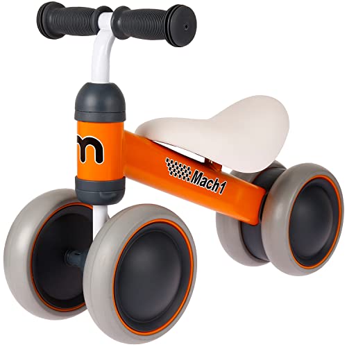 Mini Kinder Kleinkinder Laufrad | von 1-3 Jahre | 4 weiche leise Räder | Lauflernrad Kinderlaufrad Rutscher (Orange) von Mach1