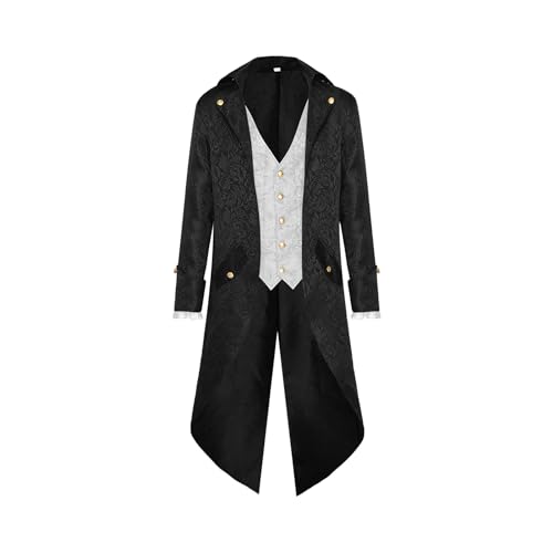 Maciun Gothic Jacke, Herren, Steampunk-Jacke | Redingote Tailcoat viktorianisch – Gothic-Kostüm für Karneval, Halloween-Party von Maciun